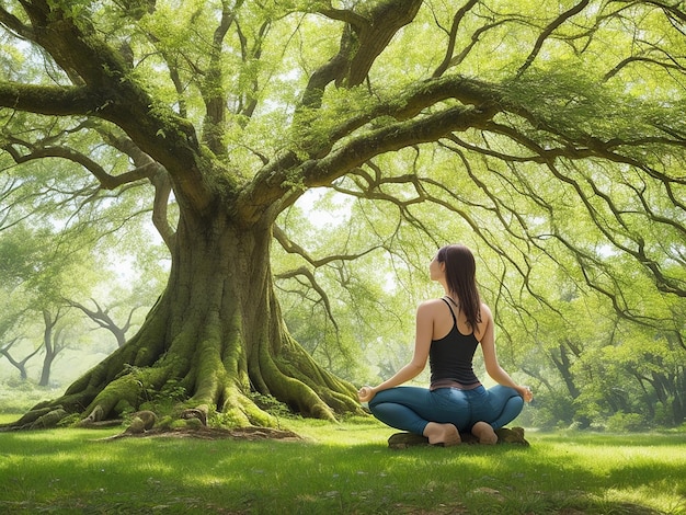 Méditation d'ancrage Se connecter avec Gaia de la nature à travers les arbres et la terre