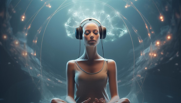 méditation futuriste séance photo réaliste