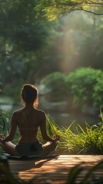 Une méditation matinale tranquille dans la nature