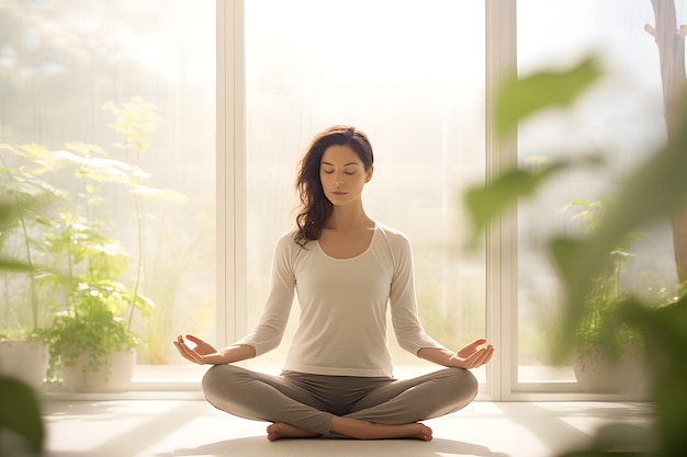 Photo méditation paisible ou yoga dans un environnement naturel serein favorisant la paix intérieure et le bien-être