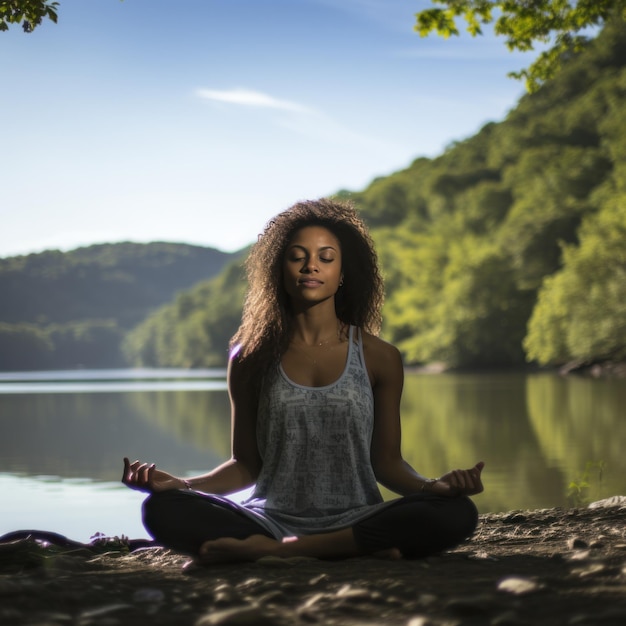 Photo la méditation de la pleine conscience, le yoga et les soins personnels