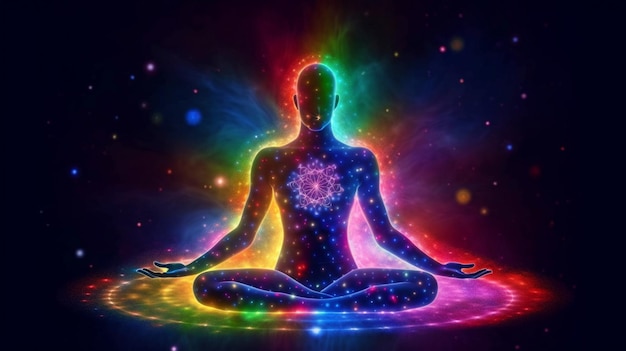Méditation et pratique spirituelle d'activation du chakra IA génératif et du corps astral
