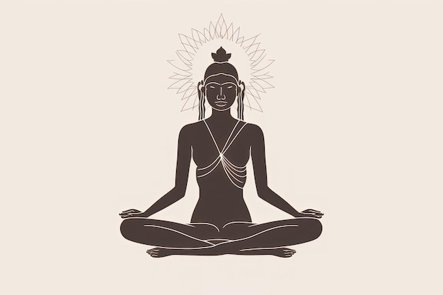 Méditation yoga humain en lotus logo minimaliste divinité orientale générative ai