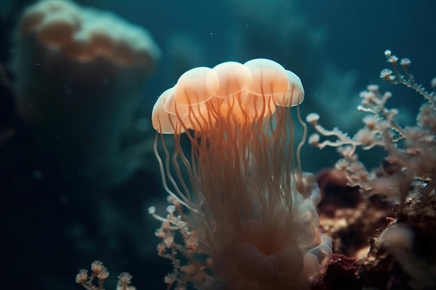 Une méduse est vue dans l'océan