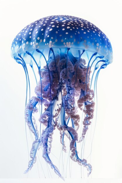 Photo une méduse lumineuse aux tentacules bleus et violets
