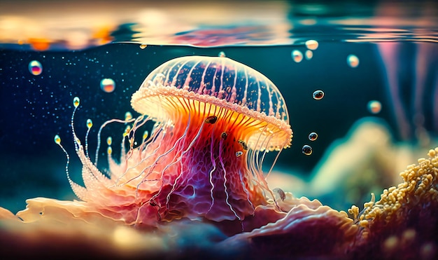 Une méduse pulsant en rythme dans les bas-fonds