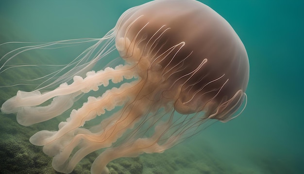 une méduse avec un visage blanc est montrée dans l'eau