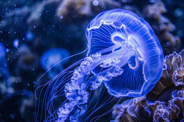 Des méduses fascinantes illuminées dans un aquarium