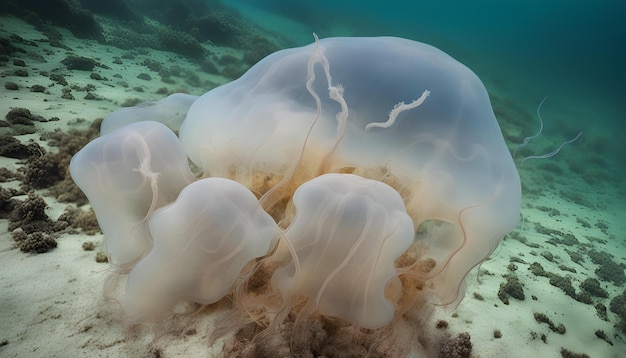 Photo les méduses sont au fond de l'eau.