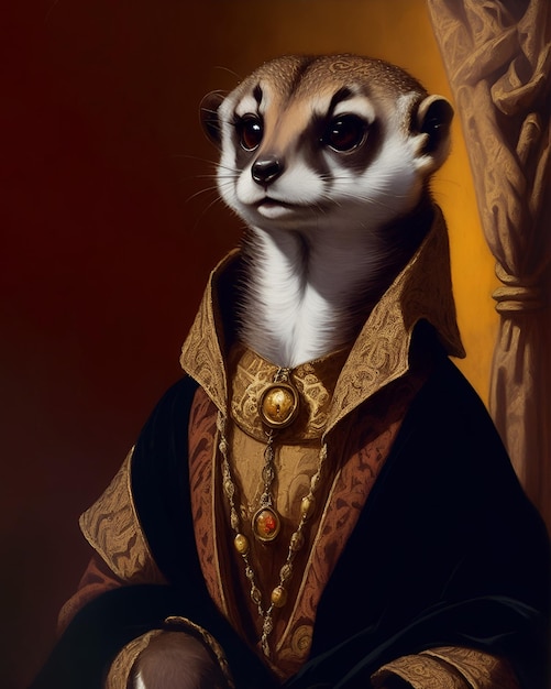 Meerkat dans un costume médiéval IA générative