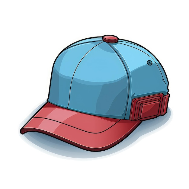 Photo megaixel vecteur de chapeau de plombier bleu clair avec des accents rouges vibrants et sans arrière-plan
