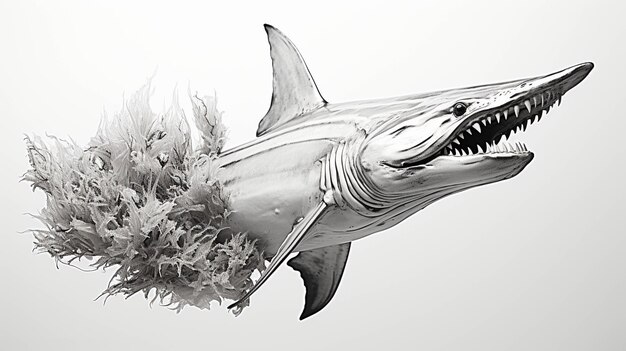 Megalodon de style dessin animé sur blanc