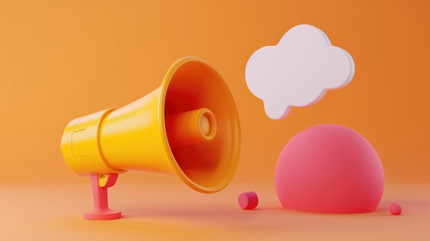 Mégaphone et bulle de parole capturant parfaitement l'essence de la communication forte et du discours public