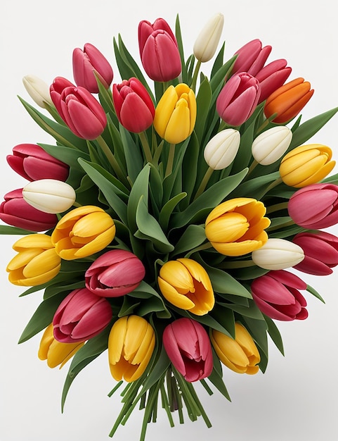 Meilleur bouquet de tulipes avec fond blanc ai généré