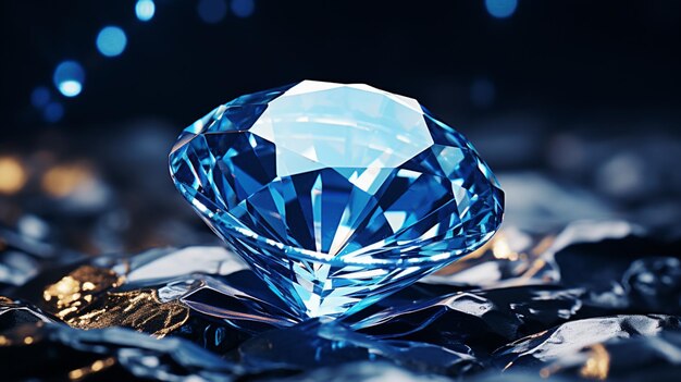 Photo meilleur diamant bleu gemme photique brillant image générée par ai