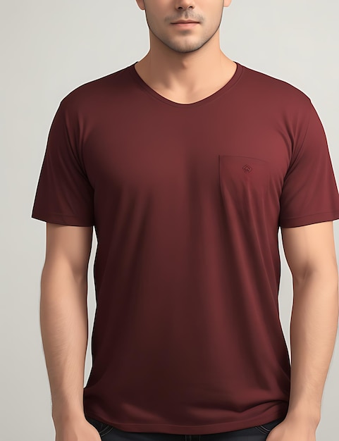 Le meilleur modèle d'homme en T-shirt rouge cerise antique