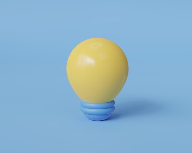 Meilleure idée avec une ampoule 3D sur fond bleu illustration de rendu 3D
