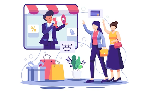 Les meilleures illustrations de haute qualité pour le marketing des magasins de commerce électronique et les publicités Google
