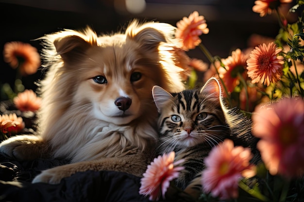 Les meilleurs amis animaux de compagnie chat et chien ensemble