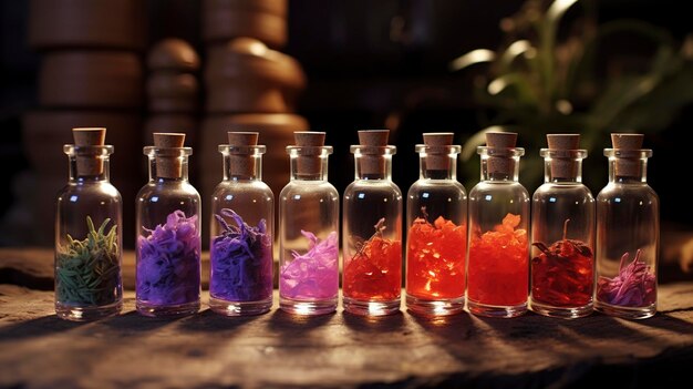 Mélange d'aromathérapie et bouteilles de parfums personnalisés
