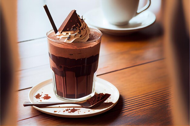 mélange de chocolat et de gâteau dans un café