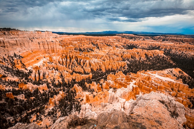 Mélange de couleurs dans le canyon à Inspiration Point dans le parc national de Bryce. Utah, États-Unis