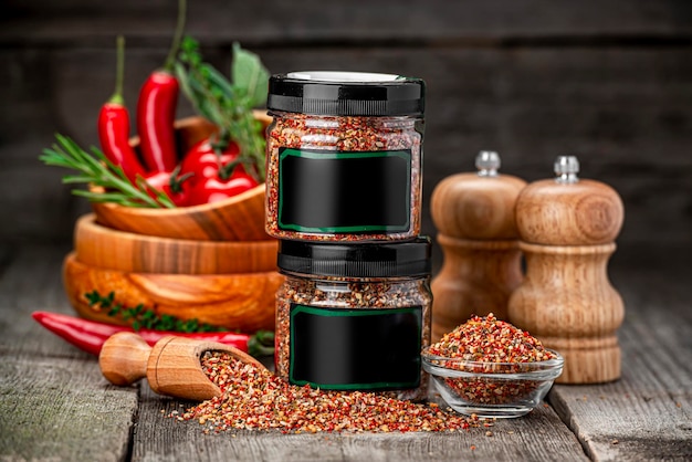 Un mélange de différentes épices pour la cuisson de la viande Spice shop