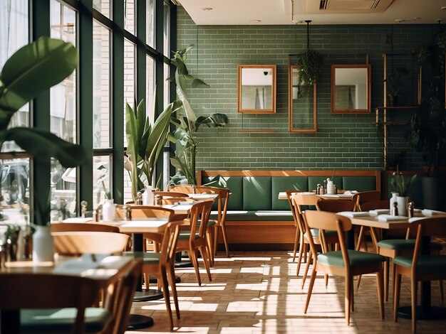 Photo un mélange harmonieux de nourriture et de design durable dans un restaurant vert