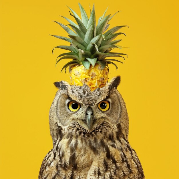 Photo un mélange d'un hibou et d'un ananas v 6 id de travail 8b953b7e1eb24f039ae69e80181dcb20