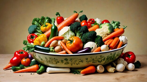 mélange de légumes cuits dans un bol variété de légumes grillés dans un bol sur un fond abstrait courgette 8K