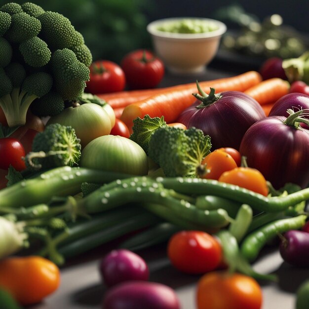 Un mélange de légumes frais sur une table en bois