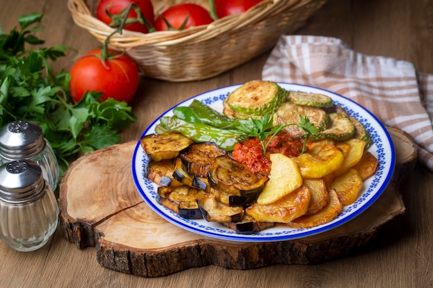 Mélange de légumes frits à la turque Karisik Kizartma