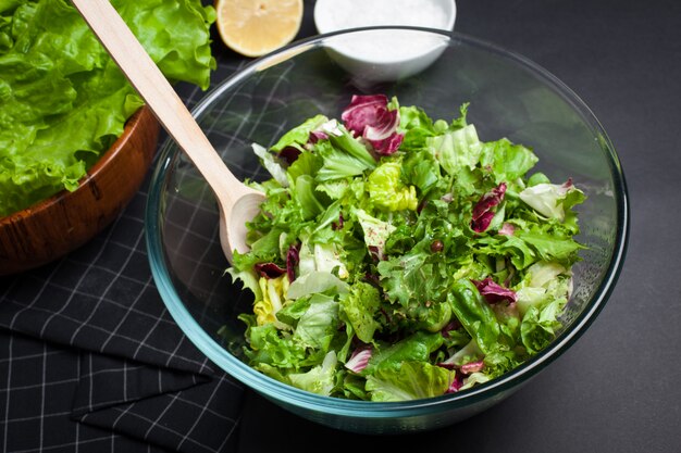 Mélange de salades végétariennes fraîches.