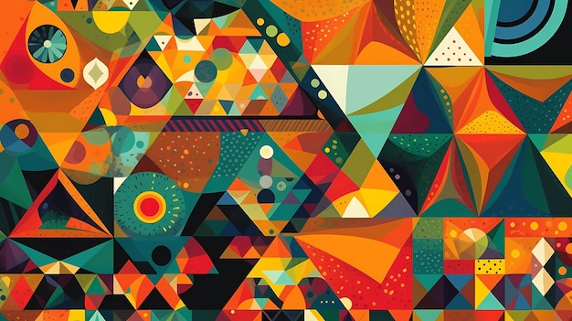 Un mélange de triangles colorés carrés et cercles illustration d'art numérique