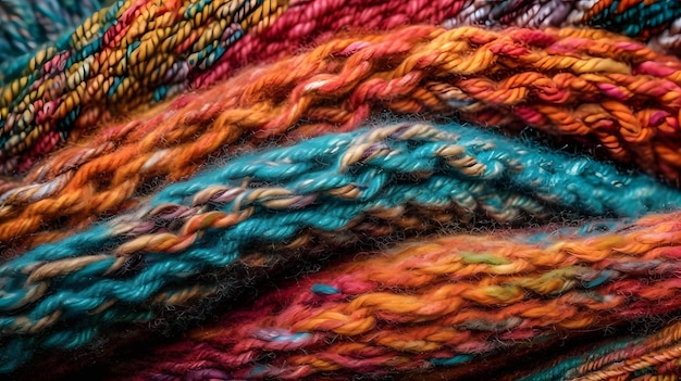Melange tricoté texture fond textile coloré macro générative AI