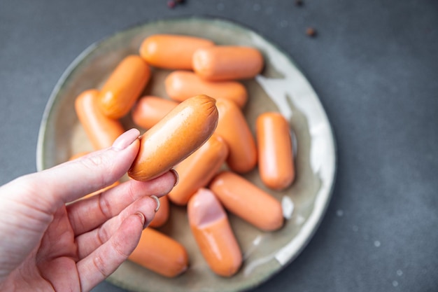 mélange de viande de saucisse mini portion fraîche diététique repas sain régime alimentaire nature morte collation sur la table