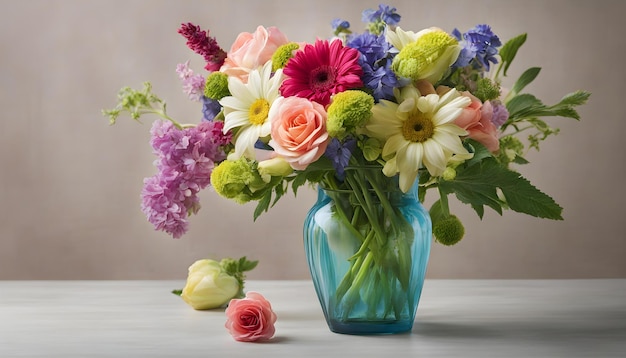 mélanger des fleurs fraîches dans un vase nature morte