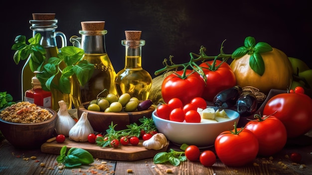 Photo mélanger les légumes et le fond salé