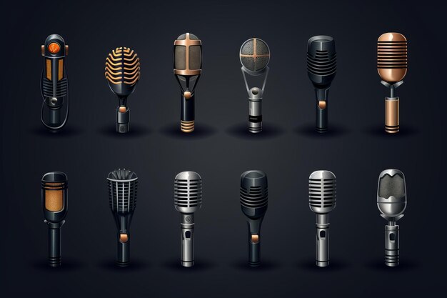 Les mélodies polyvalentes Une icône captivante du microphone destinée à inspirer les amateurs de son