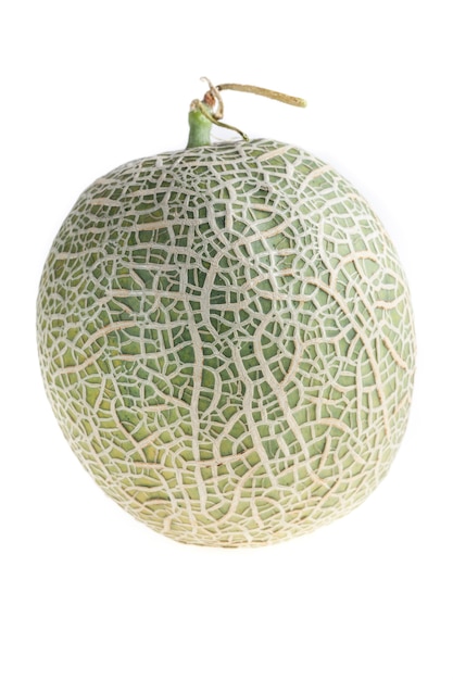 Melon cantaloup sur fond blanc.