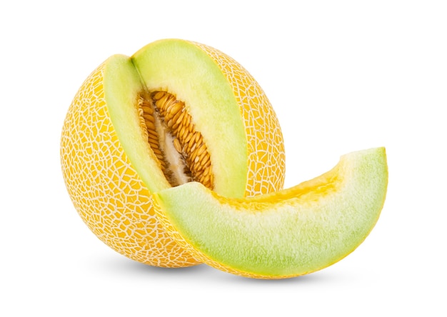 Melon cantaloup isolé sur blanc