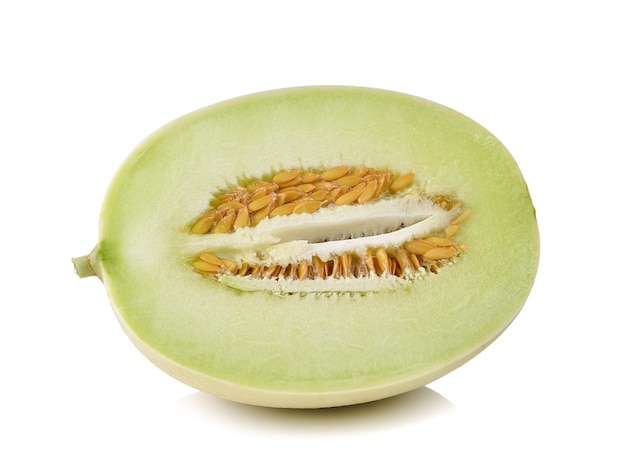 Melon cantaloup isolé sur blanc