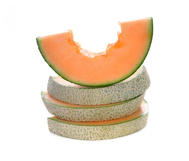 Photo melon cantaloup isolé sur blanc