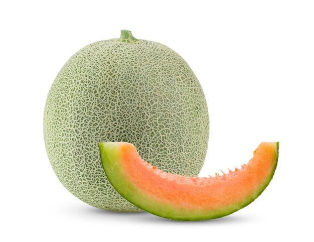 Melon cantaloup isolé sur fond blanc