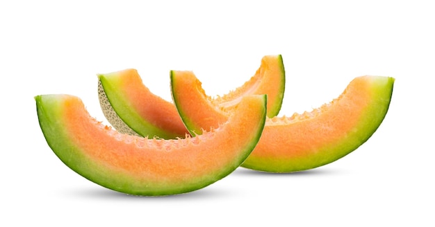 Melon cantaloup isolé sur fond blanc