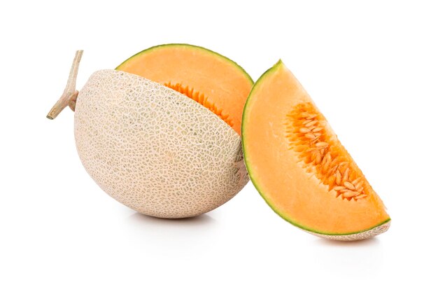 Photo melon de cantaloup isolé sur fond blanc