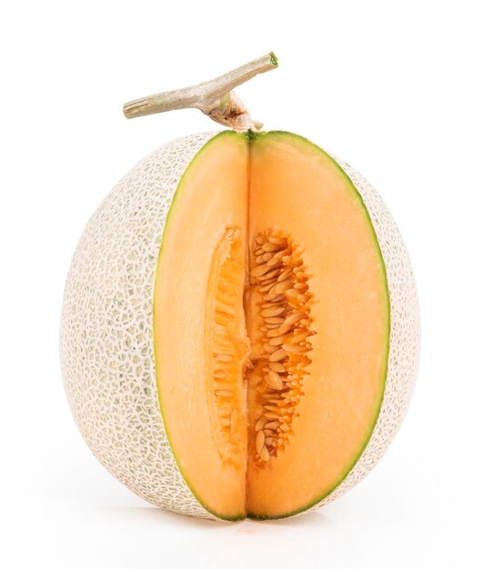 Photo melon cantaloup isolé sur fond blanc