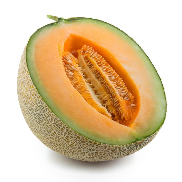 melon de cantaloupe isolé sur le fond blanc