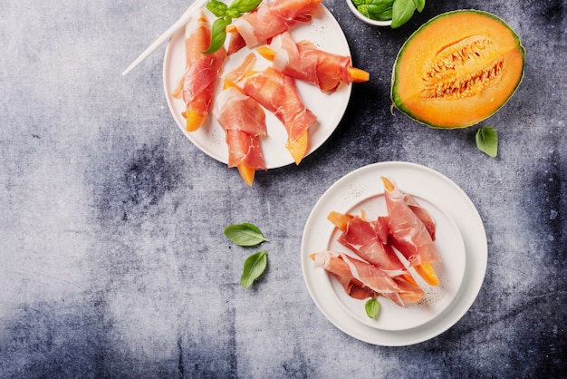 Melon doux et jambon