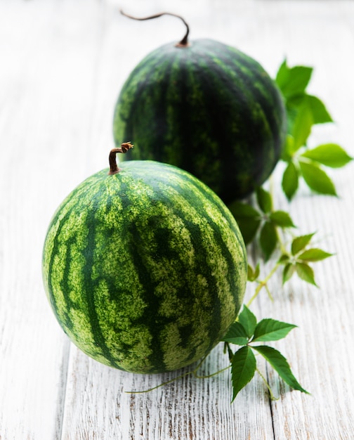 Melon d&#39;eau aux feuilles vertes